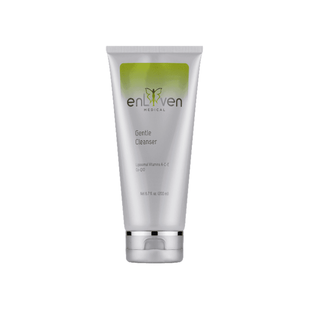 Bottle of Enliven Medical grade Gentle Cleanser, formulated to effectively cleanse the skin while maintaining its natural moisture